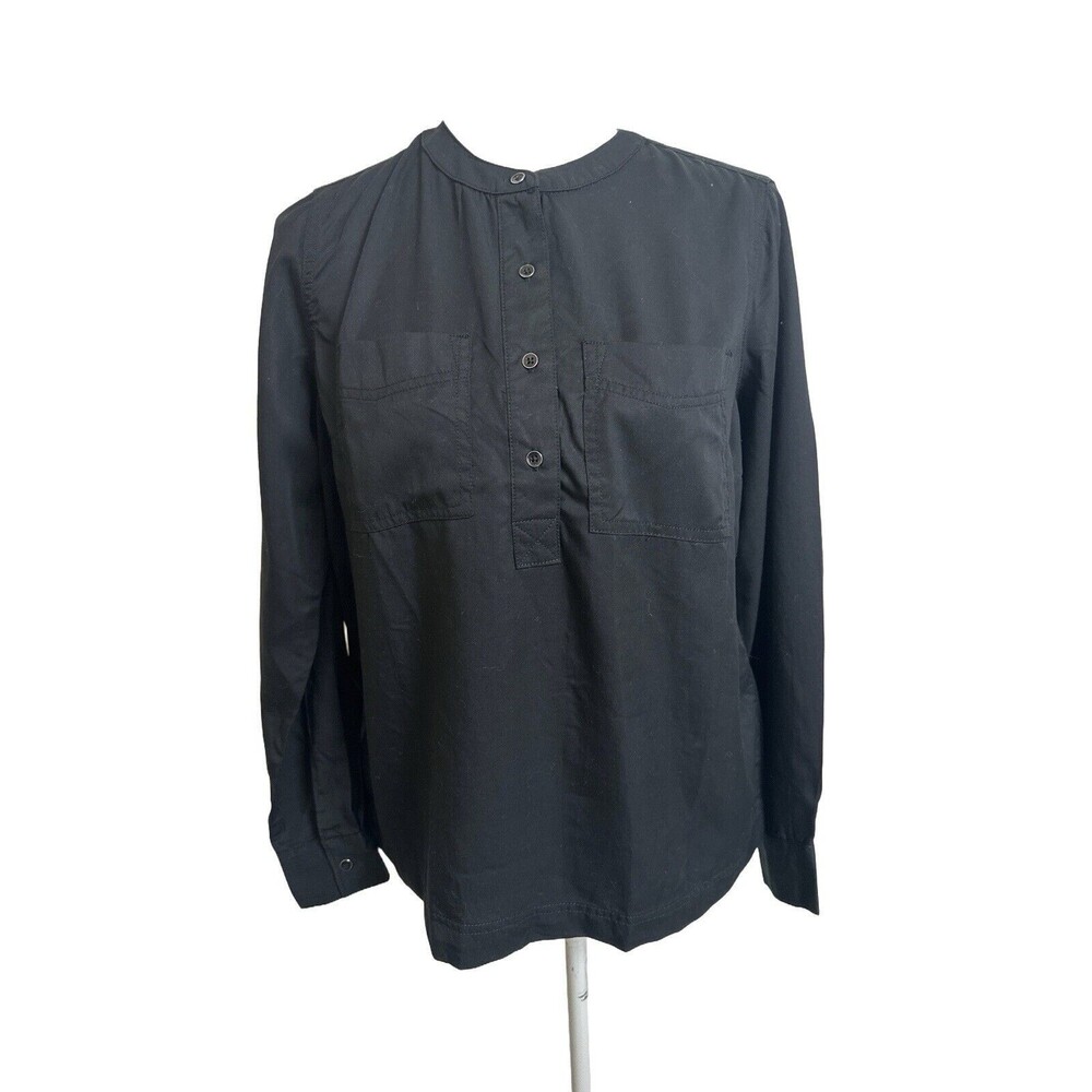 NWT Joe Fresh Women's S Black Tencel Lyocell Long Sleeve Popover Shirt NEW